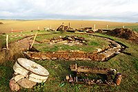 Das freigelegte historische Mühlen-Fundament.