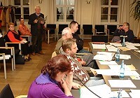 Horst Fichtmüller spricht vor dem Hauptausschuss Angermünde.